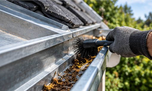 Schoonmaken van een zinken dakgoot